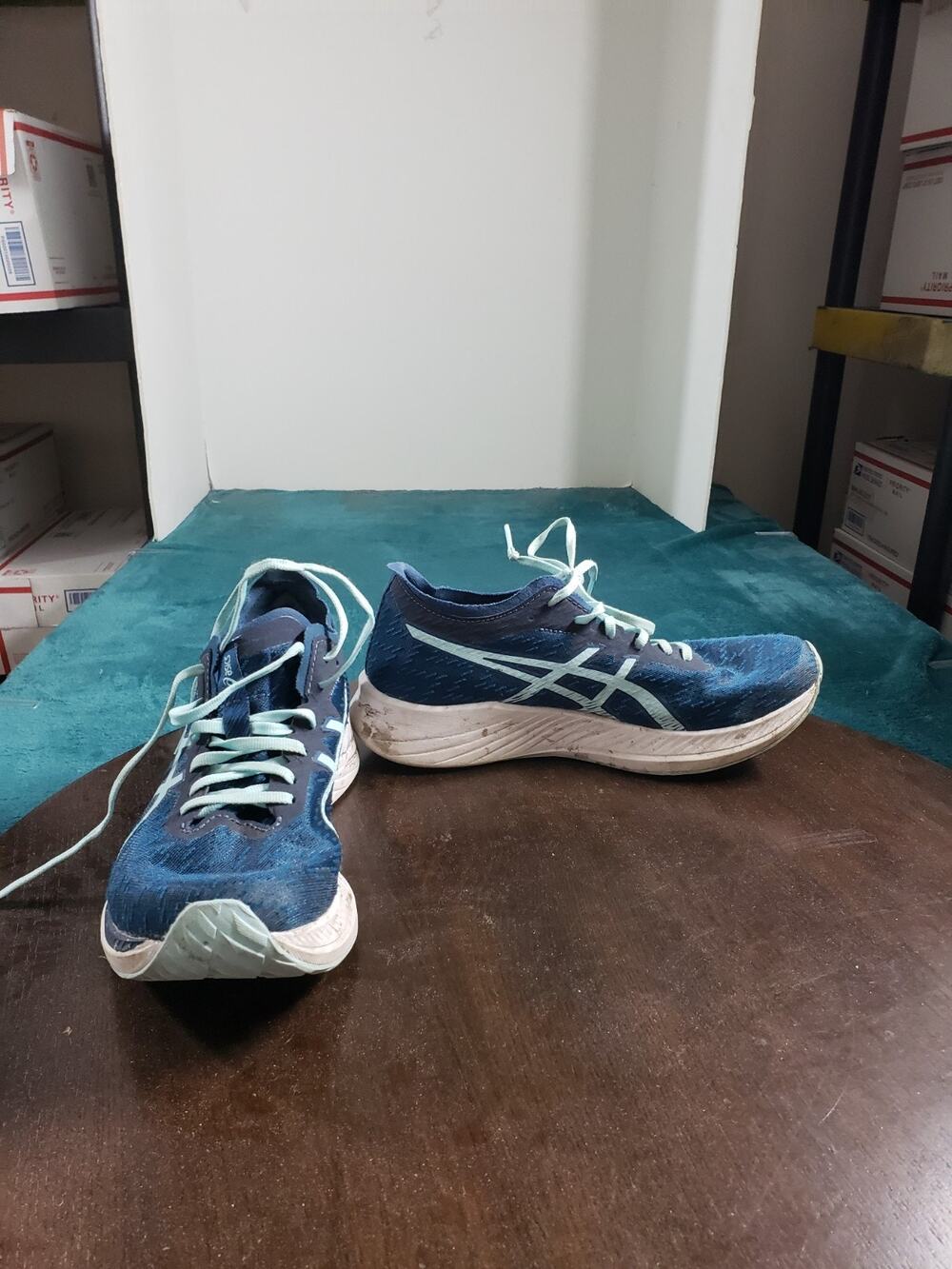 Asics Magic Speed Shoes Size 8 Womens Blue Running Marathon Shoes 1012A895